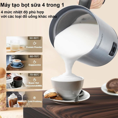 Máy tạo bọt sữa Nóng và Lạnh 4 trong 1 thương hiệu Mỹ HiBREW M3A - Hàng nhập khẩu