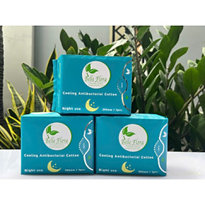 Bộ Băng Vệ Sinh Belle Flora Ban Đêm Cotton 280mm - combo 3 gói