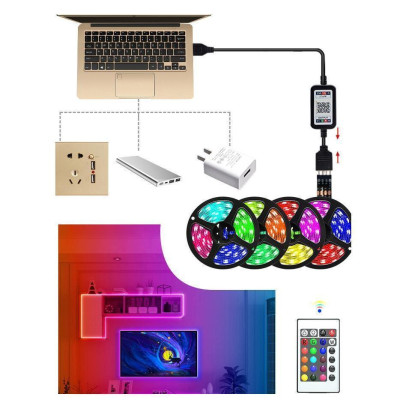 Dây Đèn Led Đổi Màu GRB 1M Kết Nối Bluetooth Có Remote