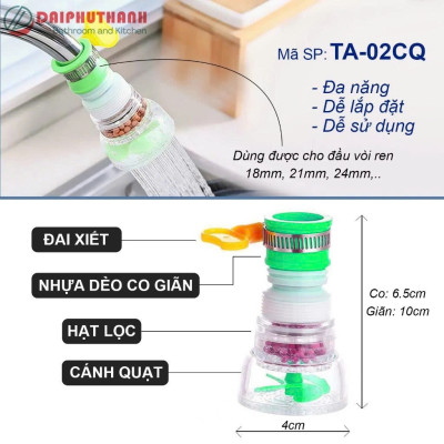 Đầu Nối Tăng Áp Gắn Vòi Rửa Chén Bát Đa Năng - Đầu vòi có thể xoay, lọc cặn bẩn, ren từ 15 đến 24mm