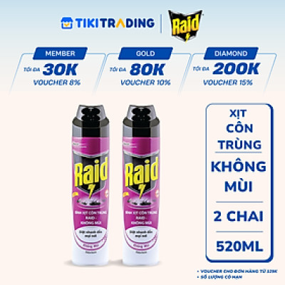 Combo 2 Bình Xịt Côn Trùng RAID Không Mùi 520ml
