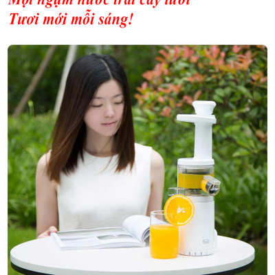 Máy Ép Chậm trái cây mini BUD BJ08 cơ chế hai kênh, tách rời bã cặn riêng biệt, tốc độ 60 vòng/phút