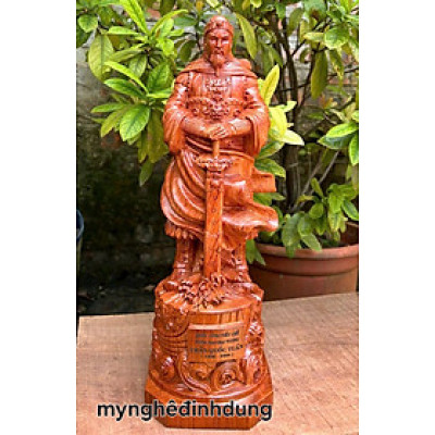 Tượng trần quốc tuấn trần hưng đạo vương bằng gỗ hương đá  cao 50cm