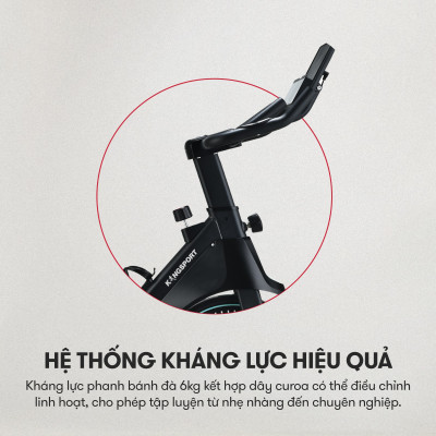 Xe đạp tập KINGSPORT Active E-01 thiết kế năng động, bánh đà 6kg, kháng lực từ tính êm ái, tích hợp đồng hồ đo lường chỉ số, cân nặng phù hợp từ 80-85kg
