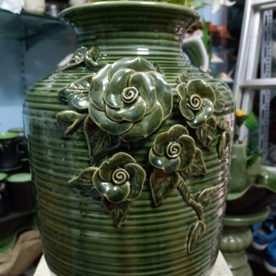 Bình hoa men hỏa biến đắp nổi gốm sứ Bát Tràng