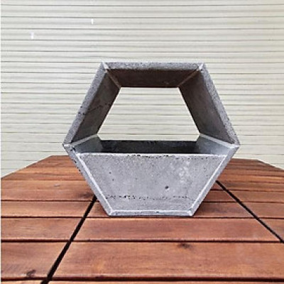 Chậu treo tường trông hoa hình lục giác độc đáo bằng đá tổ ong tự nhiên kích thước R15x30x30cm, chậu trồng hoa treo tường, Chậu đá ong xám