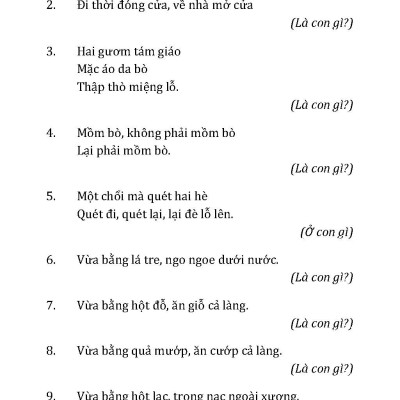 Câu Đố Về Các Loài Vật 