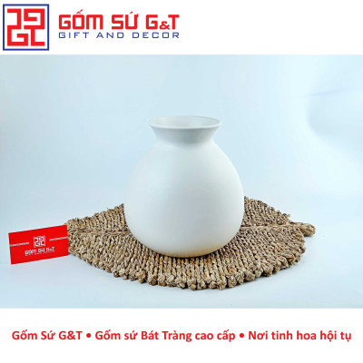 Lọ hoa dáng rọ vẽ sen Gốm Sứ G&T