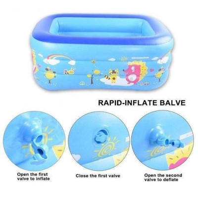 Bể Phao Bơi Cho Bé 3 Tầng 1.3m Hình Chữ Nhật Kèm Miếng Vá