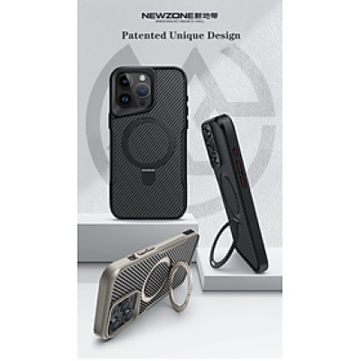 Ốp lưng cho iPhone 14 Pro Max, iPhone 13 Pro Max, iPhone 12 Pro Max  hiệu Likgus Fiber hỗ trợ sạc không dây, kèm kệ chống lưng, vân carbon chống trơn trượt, chống sốc cao cấp - Hàng chính hãng.