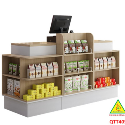 Bàn tính tiền siêu thị , Bàn thu ngân thiết kế tiện lợi QTT405 - Nội thất lắp ráp Viễn Đông Adv