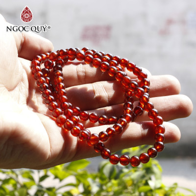 Vòng tay 3 line đá garnet ngọc hồng lựu AAA hạt 5mm mệnh hỏa, thổ - Ngọc Quý Gemstones