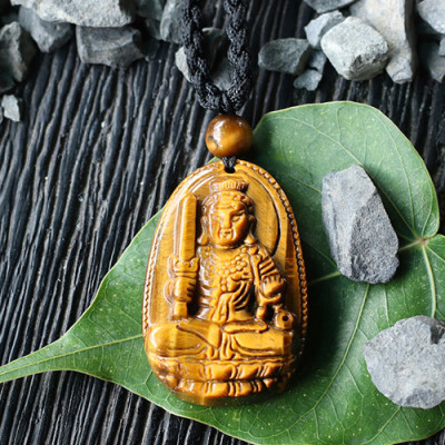 Mặt Dây Chuyền Bất Động Minh Vương Đá Mắt Hổ Ngọc Quý Gemstones (5 x 3 cm)