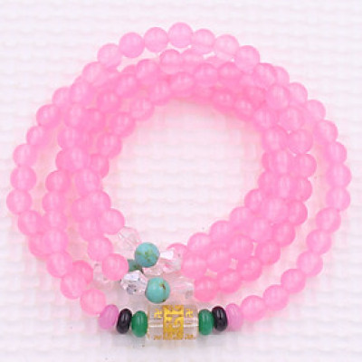 [Mệnh Hỏa, Thổ] Bộ Vòng Chuỗi, Tràng Hạt 108 Hạt 6 Ly Đá Thạch Anh Hồng Phấn Charm Lục Tự Chân Ngôn - Tràng Chuỗi Niệm Phật - An Yên - Thịnh Vượng - May Mắn - Tài Lộc