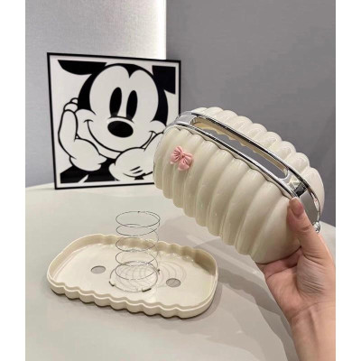 [KoSuyTu] Hộp Đựng Giấy Ăn Vỏ Sò Cao Cấp Kèm Nơ Hồng ABS Kem 24x14x12cm Lò Xo Tiện Dụng Hiện Đại