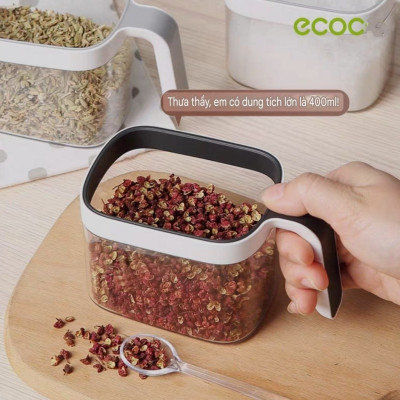 ✅ hàng cao cấp ✅  Bộ 3 ngăn và bộ 2 ngăn - hộp đựng gia vị thông minh có sẵn thìa từng ngăn bằng nhựa ABS gắn tường không cần khoan đục