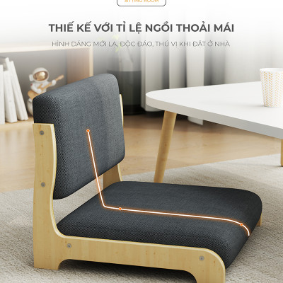 Ghế ngồi bệt kiểu Nhật có tựa lưng mặt đệm êm ái thương hiệu IGA - PG22