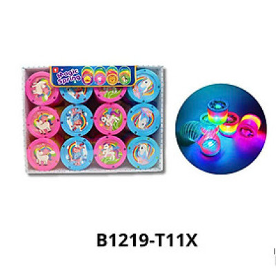 RAINBOW SPRING - B1219-T11X Lò xo cầu vồng hình Ngựa Pony có đèn phát sáng (KT 7x7x6.5cm)