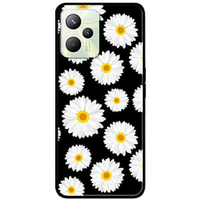 Ốp lưng dành cho Realme C35 - Realme Narzo 50A Prime mẫu Hoạ Tiết Cúc Nền Đen