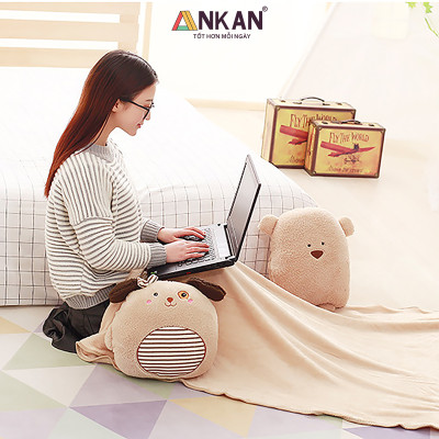 Chăn Gối Văn Phòng 3 Trong 1 Gấu Nâu Độc Đáo Kiểu Dành Cho Nữ Dùng Để Ngủ Trưa Tại Văn Phòng, Tựa Lưng Và Gấu Bông Dùng Để Trang Trí