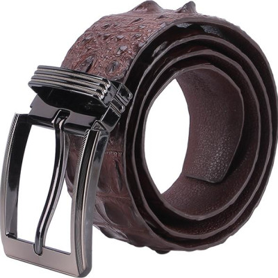 Thắt Lưng Nam Da Cá Sấu Nguyên Con Bản Lớn Đầu Kim Huy Hoàng HT4769 - Nâu Đất