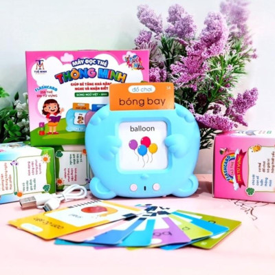 Máy Đọc Thẻ Flashcards Song Ngữ Anh-Việt Thông Minh (gồm 112 thẻ - 224 Từ Vựng)