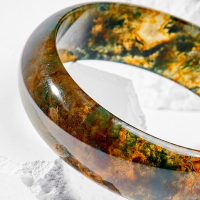 Vòng Tay Phong Thủy Đá Băng Ngọc Thủy Tảo Huyết Liền Khối (54 mm) Nhiều Mệnh Ngọc Quý Gemstones