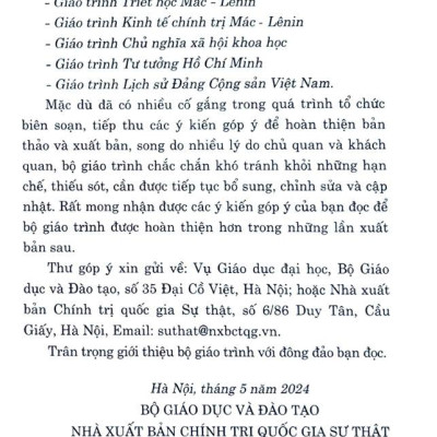 Giáo Trình Tư Tưởng Hồ Chí Minh - Dành Cho Bậc Đại Học Không Chuyên Lý Luận Chính Trị