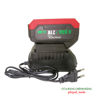 Pin 10 cell dung lượng 1500mAh PHIPOL TOOLS 4.0Ah/21V LI-ION có đèn báo hiển thị dung lượng - Hàng Chính Hãng
