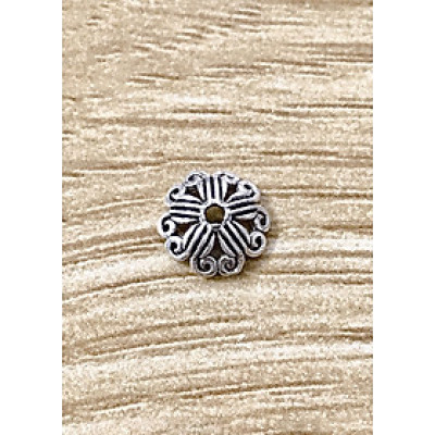 Combo 6 cái charm bạc chụp hạt, bọc hạt họa tiết hoa văn trái tim đôi - Ngọc Quý Gemstones