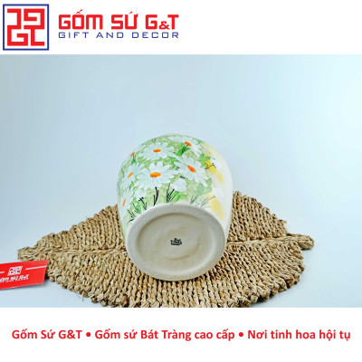 Lọ hoa vai vuông vẽ cúc họa mi Gốm Sứ G&T