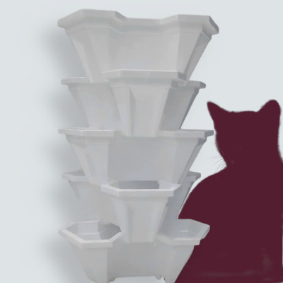 COMBO 2 THÁP TRỒNG RAU HỮU CƠ (7 chậu màu nâu + 7 chậu màu trắng)- Độ bền cao-Tiện dụng - Tiết kiệm không gian