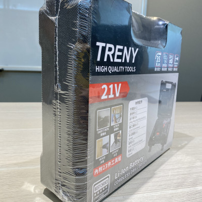 Bộ khoan điện cầm tay chất lượng cao Treny 21V chính hãng – kèm bộ dụng cụ 23 món và bộ sạc - lực xoắn 35N.m -  chuyên khoan tường, khoan gỗ, khoan sắt và khoan bê tông.