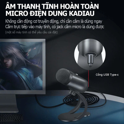 Micro USB Mic Thu Âm Condenser Podcast, Livestream, Radio, ASMR Microphone Phòng Thu Studio PC Microphone Chuyên Nghiệp Thu Âm Rõ Nét Chống Ồn Độ Nhậy Cao LED MÀU HỒNG - Hàng Chính Hãng