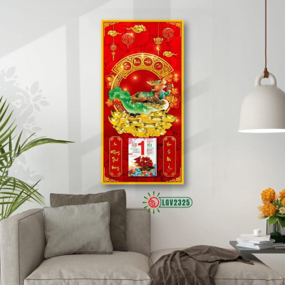 Lịch gỗ Phong thủy Tùy Hưu treo tường - 39cm x 79cm