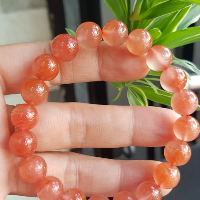 Vòng đeo tay nữ chuỗi mới đá mã não hồng cam bóng mượt đẹp size vòng hạt 10mm nam nữ mệnh hỏa mệnh thổ đeo ạ