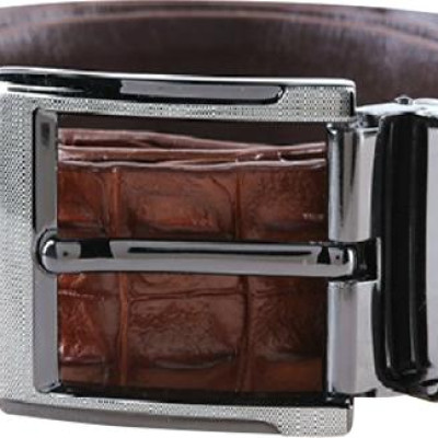 Thắt Lưng Nam Da Cá Sấu Nguyên Con Bản Lớn Đầu Kim Huy Hoàng HT4235 - Nâu Đỏ