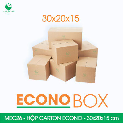 MEC26 - 30x20x15 cm - Combo 100 thùng hộp carton trơn siêu tiết kiệm ECONO