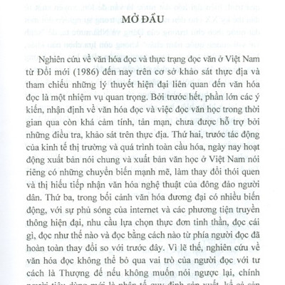 Văn Hóa Đọc Ở Việt Nam Hiện Nay (Từ Thực Tiễn Tiếp Nhận Văn Học)