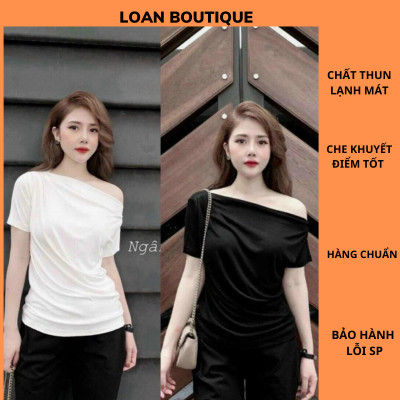ÁO TRỄ VAI RÚM EO CỘC TAY CHẤT THUN LẠNH MỀM MÁT_LOAN BOUTIQUE