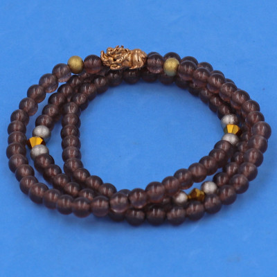 [Mệnh Kim, Thổ] Bộ Vòng Chuỗi, Tràng Hạt 108 Hạt 6 Ly Đá Vân Rồng Nâu Charm Tỳ Hưu Inox - Tràng Chuỗi Niệm Phật - An Yên - Thịnh Vượng - May Mắn - Tài Lộc - Bình An - Phong thủy 868