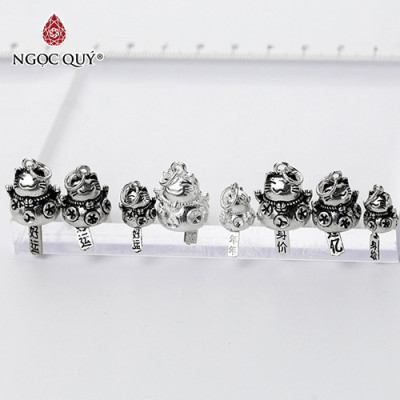 Charm bạc trắng hình mèo thần tài treo - Ngọc Quý Gemstones