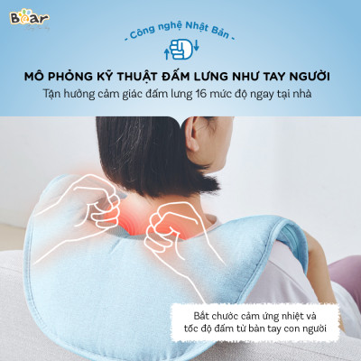 Máy Massage Vai Gáy Bear Mát Xa Đấm Lưng Làm Nóng Bằng Hồng Ngoại Cao Cấp MA-B01V1-Hàng Chính Hãng