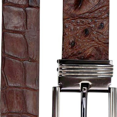 Thắt Lưng Nam Da Cá Sấu Nguyên Con Bản Lớn Đầu Kim Huy Hoàng HT4769 - Nâu Đất