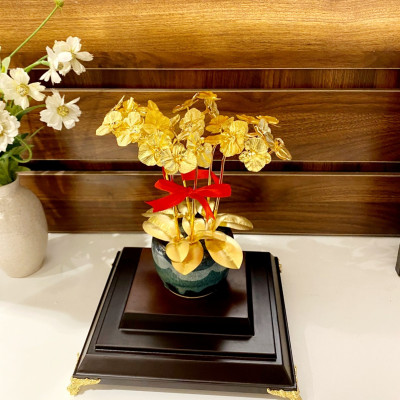 Chậu Hoa Lan 6 Nhánh Dát Vàng 24k MT Gold Art(30x23x17cm)- Hàng Chính Hãng- Quà tặng cao cấp, ý nghĩa tặng sếp, khách hàng, đối tác nhân dịp sinh nhật, khai trương, tân gia, kỷ niệm thành lập