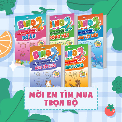DINO tập vẽ - 4 bước vẽ đơn giản Đồ ăn