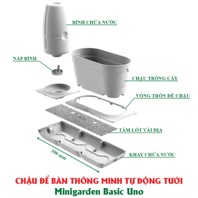 Combo 2 Bộ Chậu Tự Dưỡng Trồng Rau sạch, Trồng Cây Xanh Để Bàn Basic S & UNO nhập khẩu Bồ Đào Nha dành cho người yêu rau và cây tại nhà 