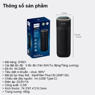 Máy Khử Mùi Lọc Không Khí Đa Năng Thương Hiệu Philips S7601 (GP7601) - Hàng Nhập Khẩu