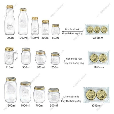 Bộ 2 nắp thủy tinh thay thế cho hũ Quattro đường kính 70mm