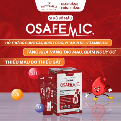 Siro Osafemic hỗ trợ tăng khả năng tái tạo giảm nguy cơ thiếu máu do thiếu sắt ở trẻ và người lớn (20 gói) - Nutramed